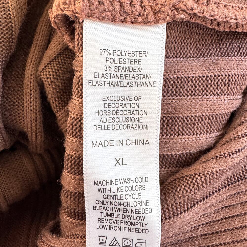 Cuddl Duds Womens Ribbed Knit Long Sleeve Button Top Size XL Neutral Comfy Brown - Picture 5 of 7